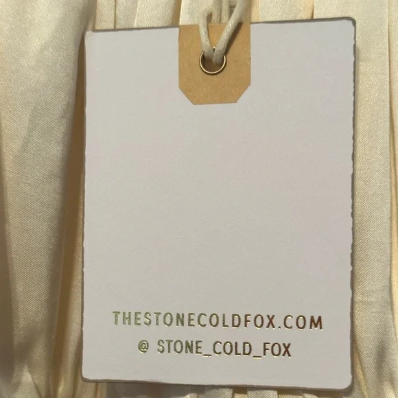 Brand New Stone Cold Fox Elegant Silk Babydoll Dress with Silk Black Ribbon Bow